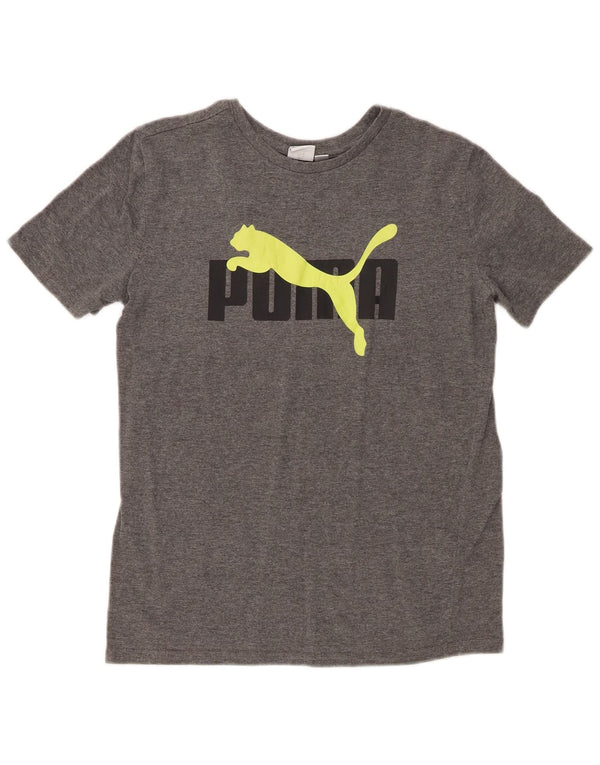 PUMA Jungen T-Shirt mit Grafik, 14–15 Jahre, Größe L, Grau, Baumwolle