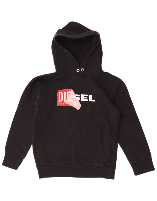 Diesel Jungen-Kapuzenpullover mit Grafik, 9–10 Jahre, schwarze Baumwolle