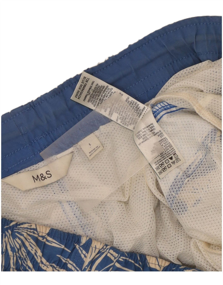 Marks & Spencer Herren-Badeshorts, groß, aus Polyester mit blauem Blumenmuster