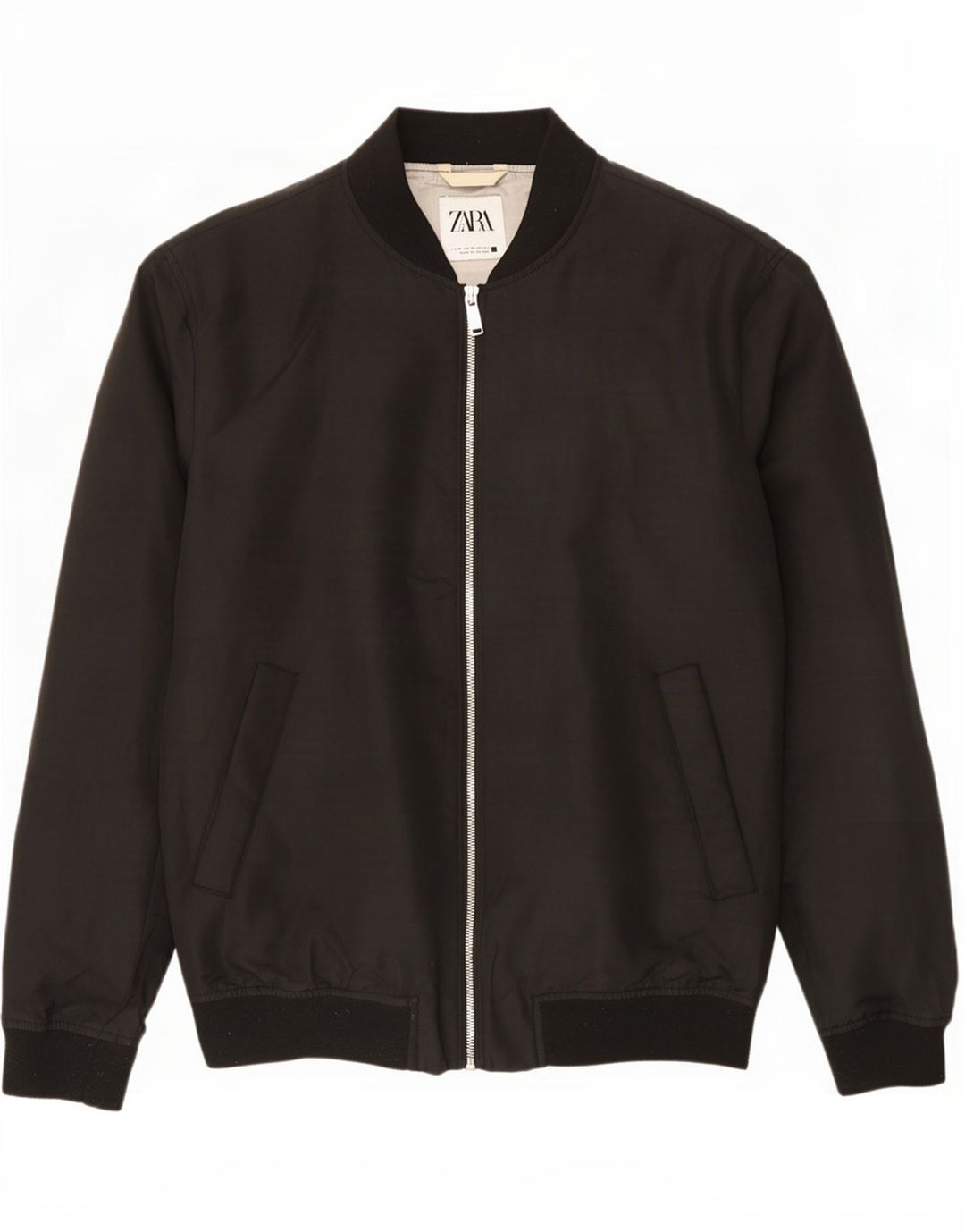 Zara Herren Bomberjacke UK 38 Medium Schwarz Polyester