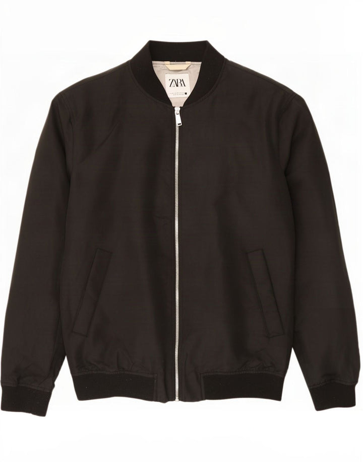 Zara Herren Bomberjacke UK 38 Medium Schwarz Polyester