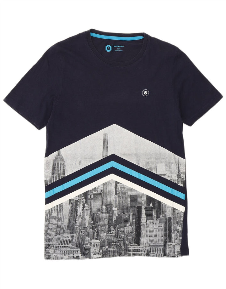 JACK & JONES Mens Core Graphic T-Shirt Top Small Navy Blue