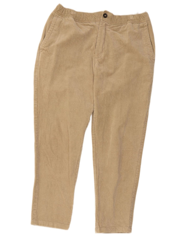 Zara Damen Tapered Cordhose XL W30 L25 Beige Baumwolle