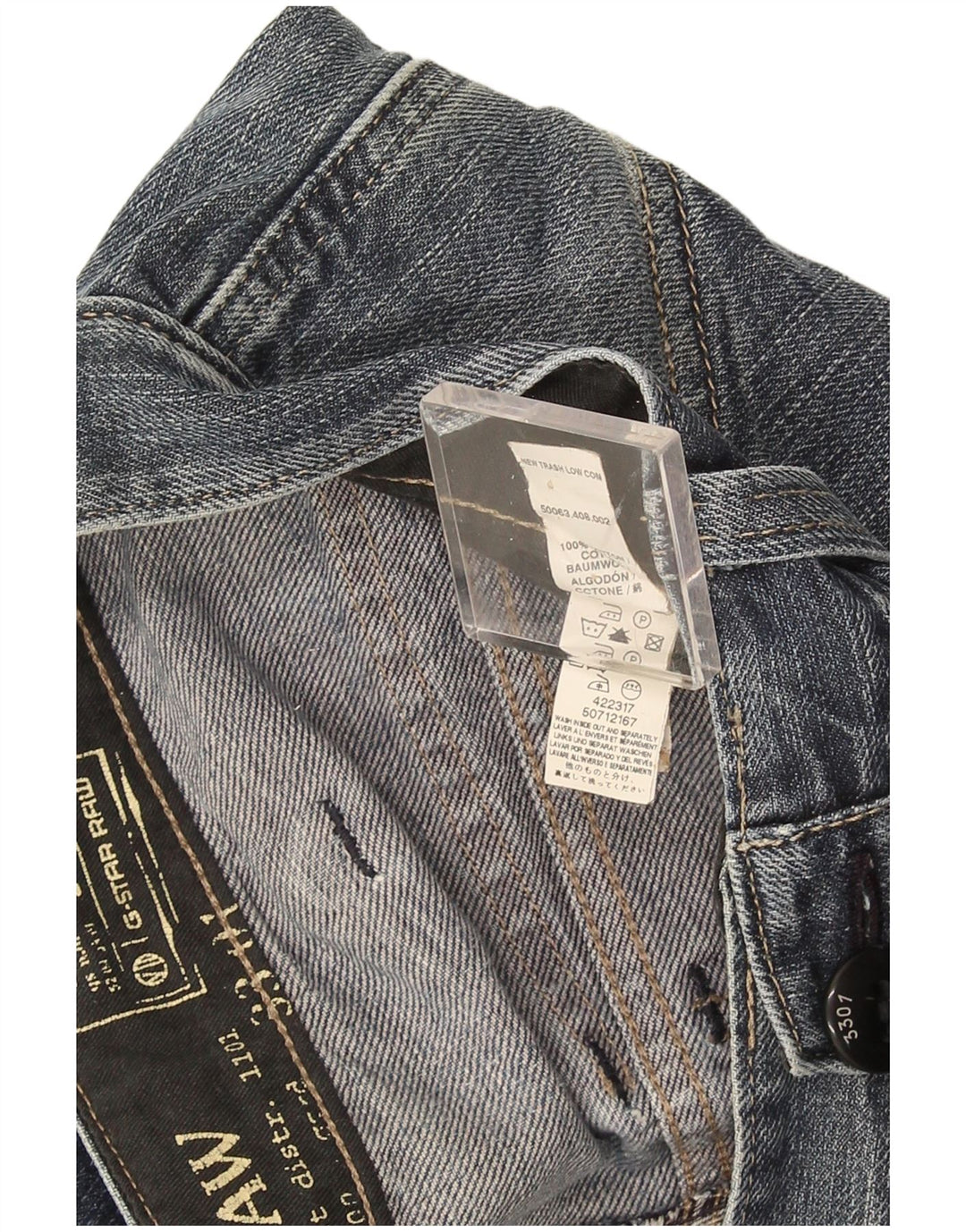 G-Star Herren 3301 Bootcut Jeans W36 L34 Blaue Baumwolle