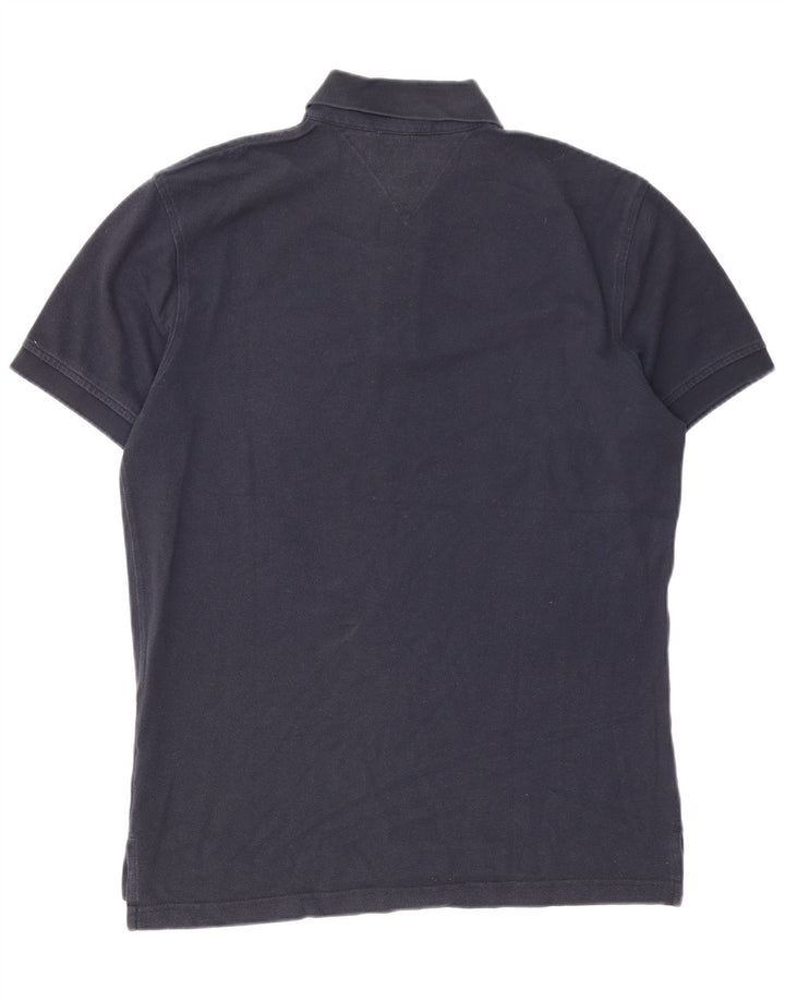 Tommy Hilfiger Herren-Poloshirt, mittelmarineblaue Baumwolle