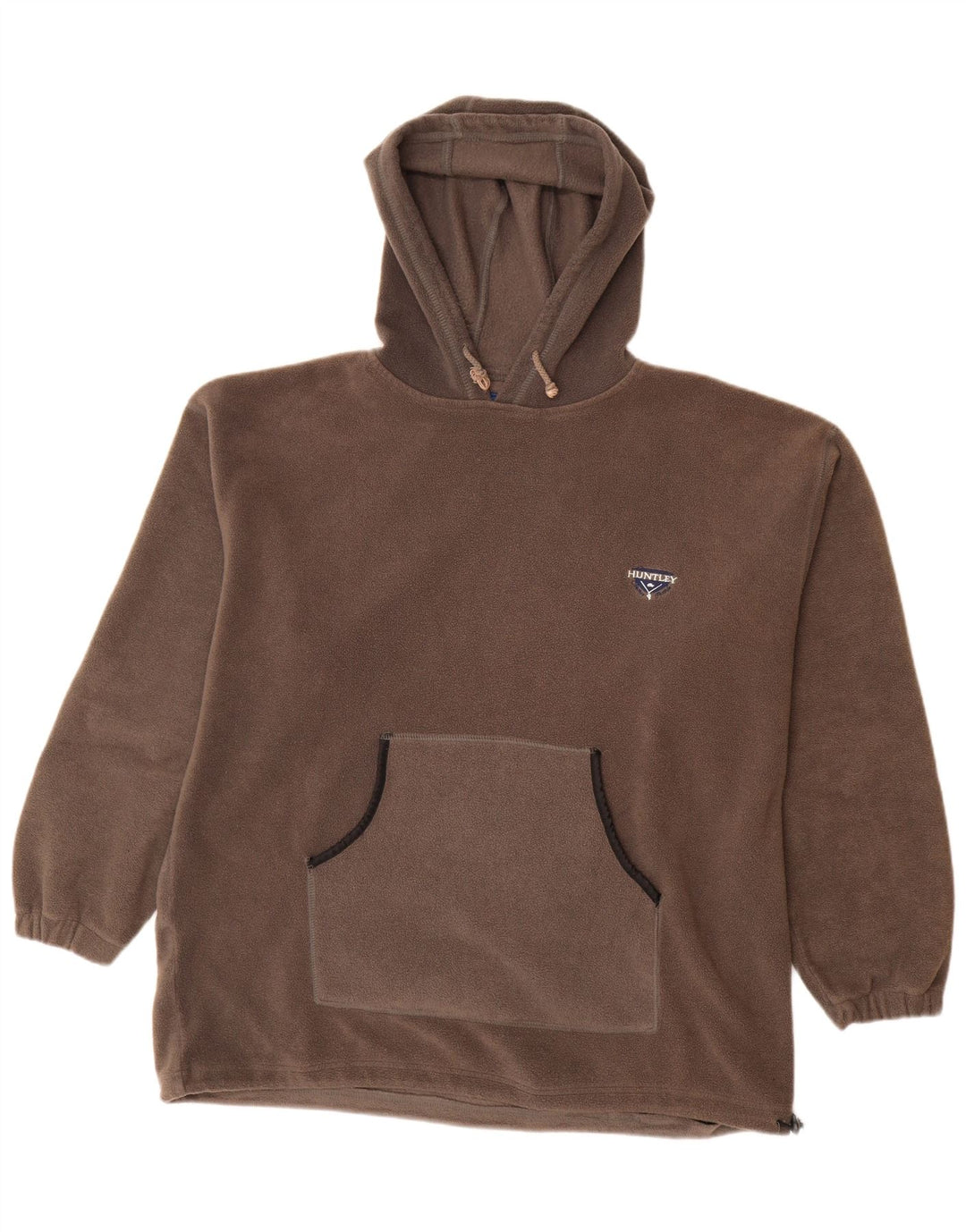 VINTAGE Herren-Fleecepullover mit Kapuze, großes graues Polyester