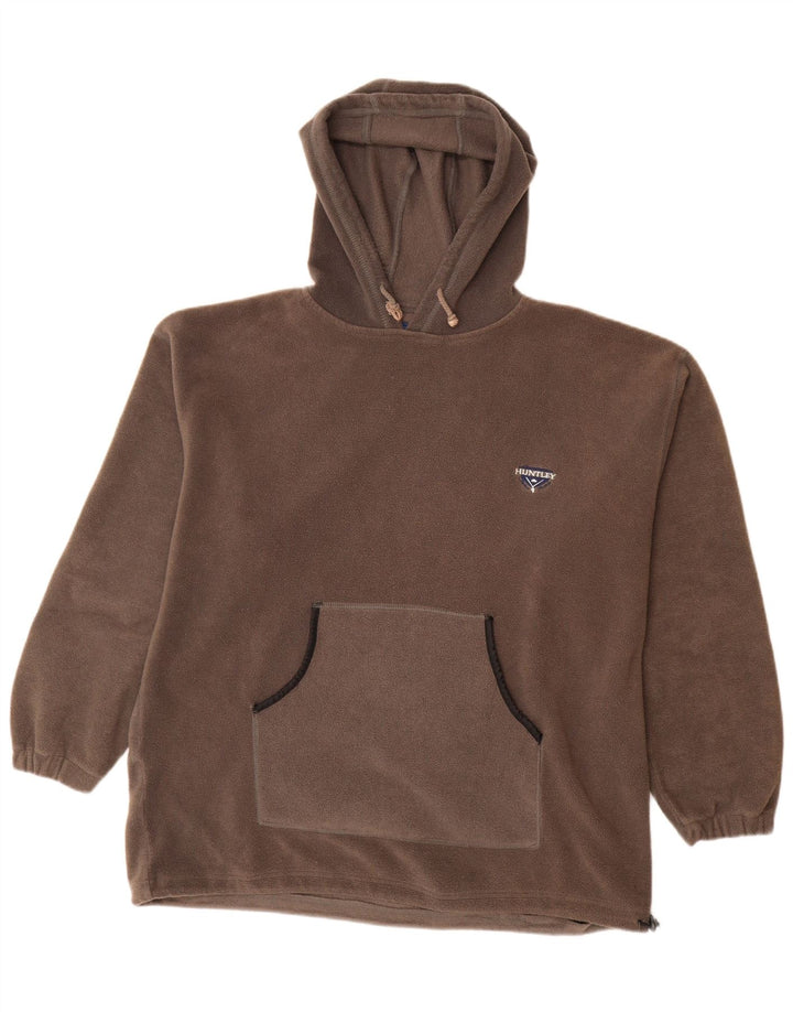 VINTAGE Herren-Fleecepullover mit Kapuze, großes graues Polyester