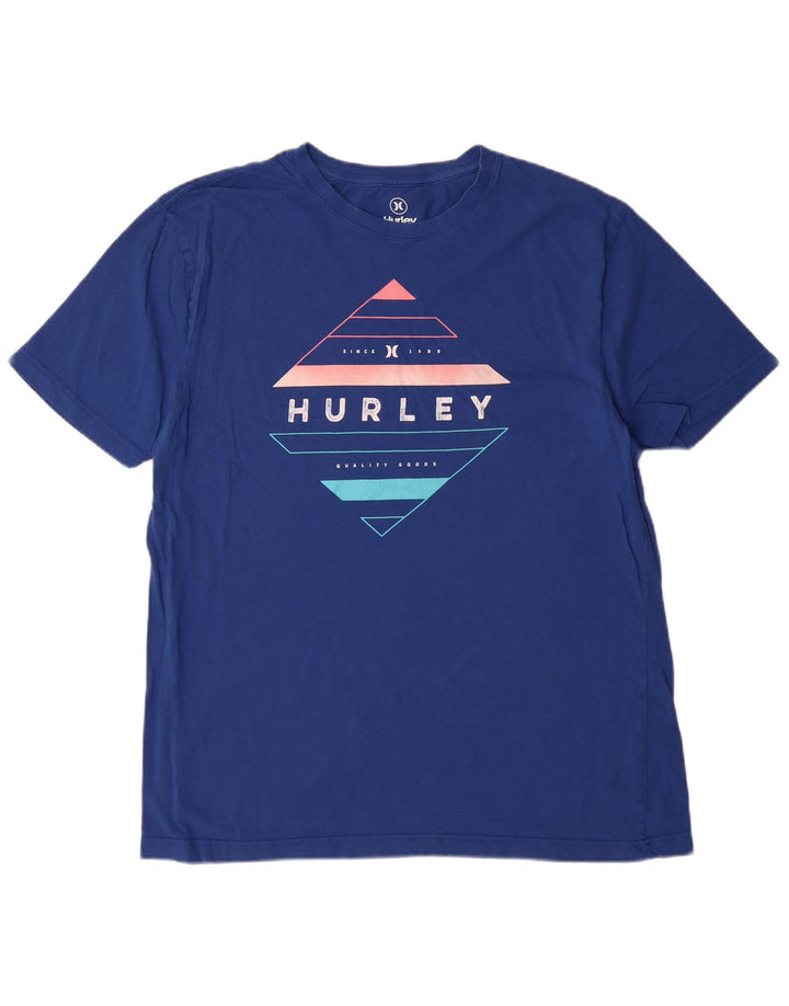 Hurley Herren Grafik-T-Shirt-Oberteil aus mittelblauer Baumwolle