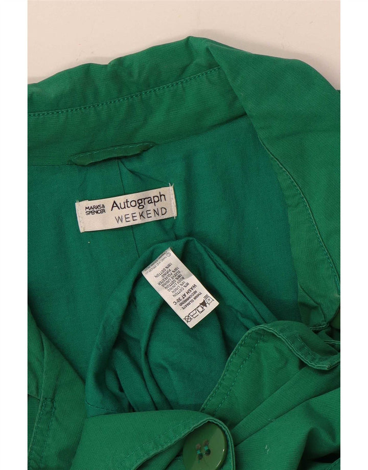 Marks & Spencer Damen Kurzer Trenchcoat UK 12 Mittelgrüne Baumwolle