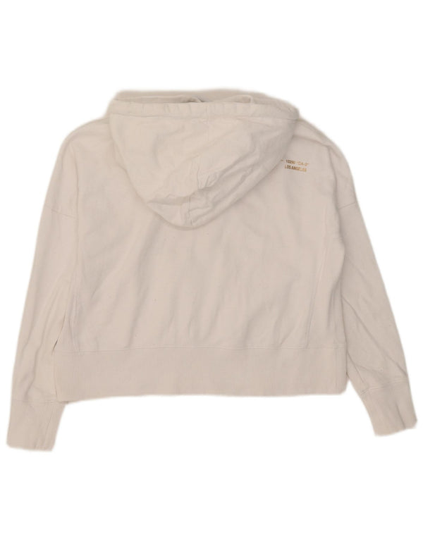 Superdry Damen-Pullover mit übergroßem, bauchfreiem Grafik-Kapuzenpullover, Gr. 8, Weiß