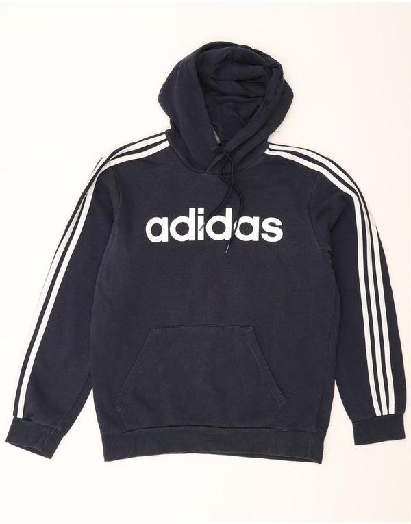 Adidas Herren Grafik-Hoodie-Pullover aus Baumwolle in mittlerem Marineblau