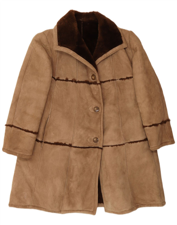 Vintage Damen Lammfellmantel UK 16 Large Beige