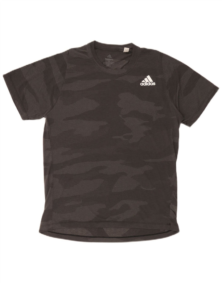 Adidas Herren Climalite T-Shirt Top Mittelgraues Camouflage-Polyester