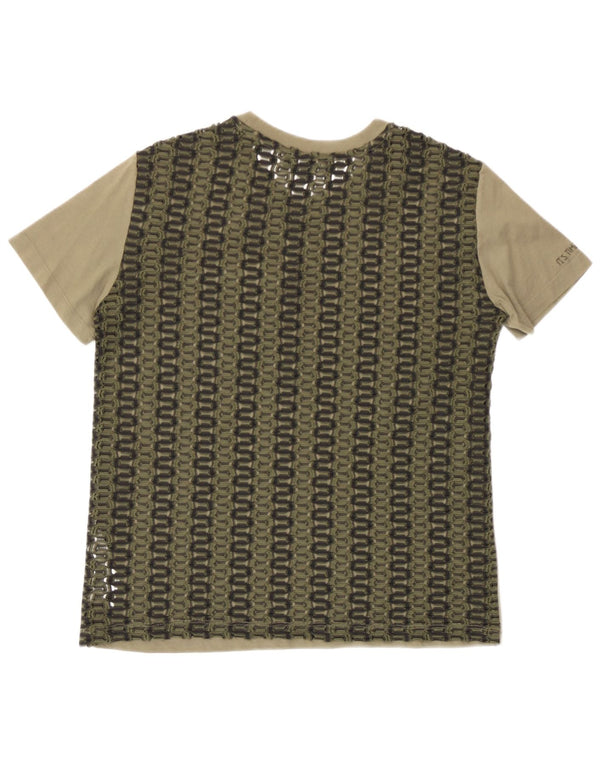 Desigual Damen T-Shirt Top UK 10 Small Khaki Polyester