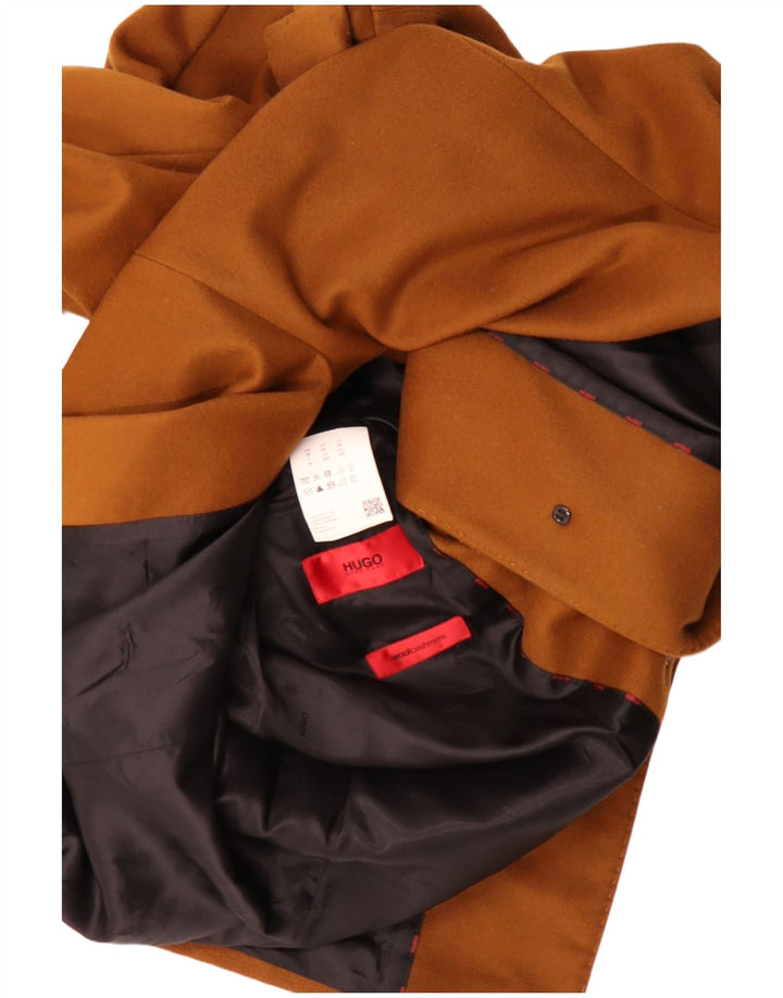 Hugo Boss Herren Zweireihiger Mantel IT 56 3XL Braune Wolle