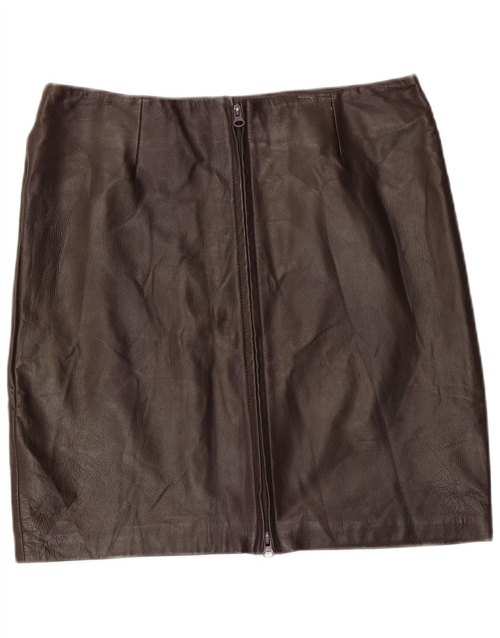 Vintage Damen Lederrock IT 48 XL W36 Braunes Leder