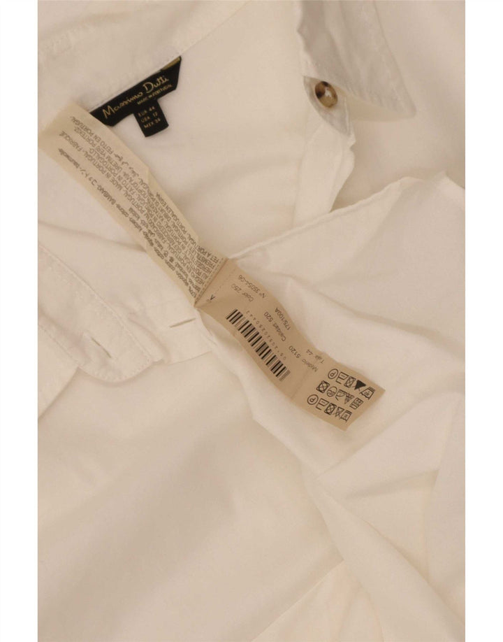 Massimo Dutti Damen Langarmshirt EU 44 XL Weiße Baumwolle