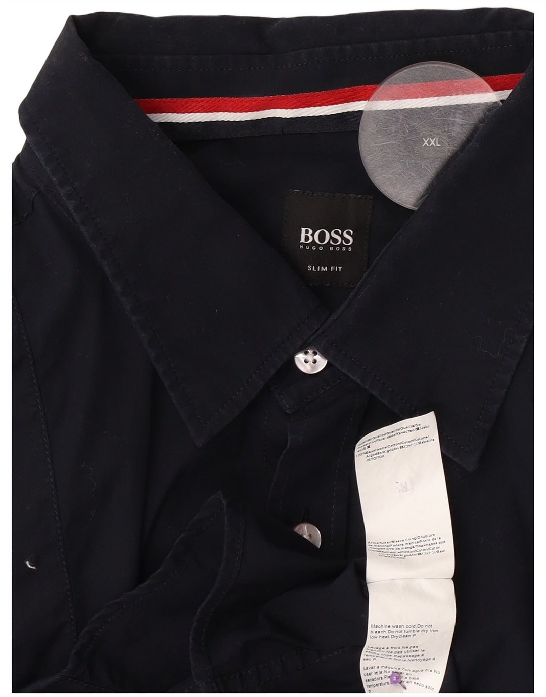 Hugo Boss Herren Slim Fit Hemd 2XL Marineblau Baumwolle