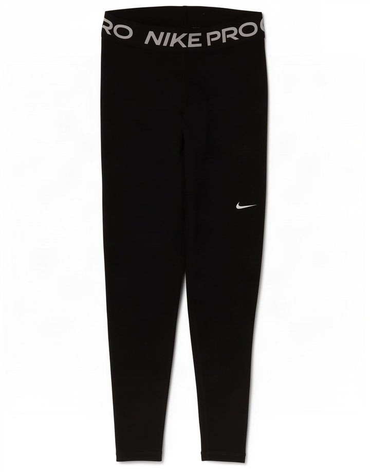 Nike Damen Dri Fit Graphic Leggings UK 14 Medium Schwarz