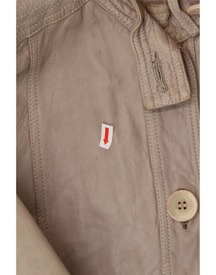 VINTAGE Womens Leather Jacket EU 38 Medium Grey Vintage Vintage and Second-Hand Vintage from Messina Hembry 