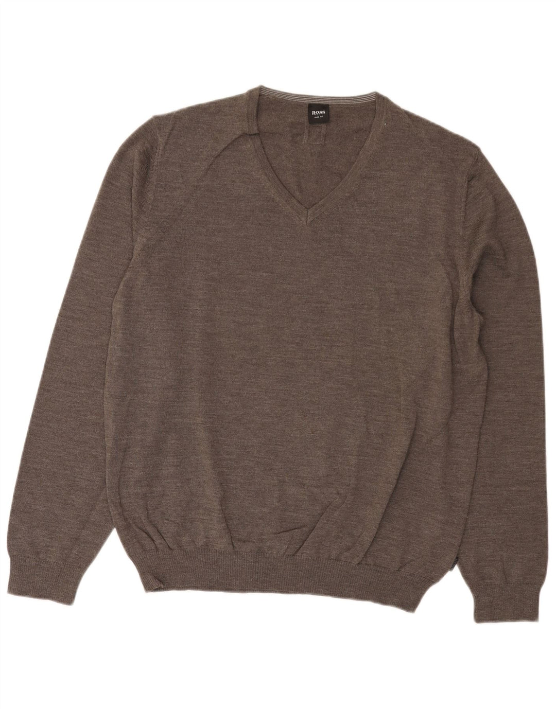 HUGO BOSS Herren Slim Fit V-Ausschnitt Pullover Pullover 3XL Graue Wolle