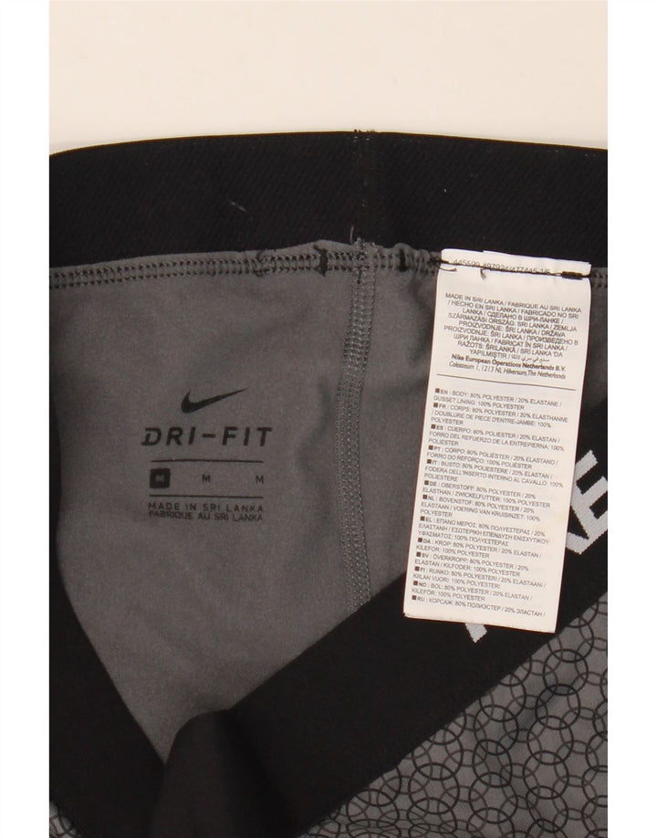 Nike Womens Dri Fit Graphic Leggings UK 12 Mittelgraues geometrisches Polyester