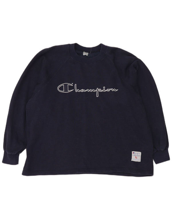 CHAMPION Übergroßer Grafik-Sweatshirtpullover für Damen, UK 16, Large, Marineblau