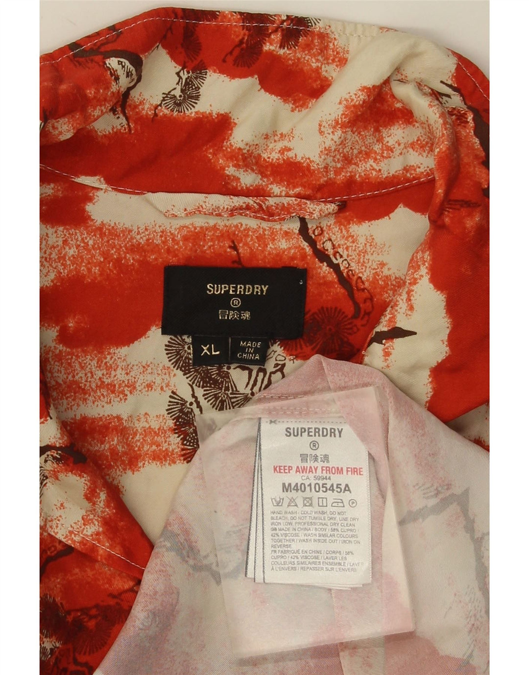Superdry Herren Kurzarmhemd XL Red Tie Dye Cupro