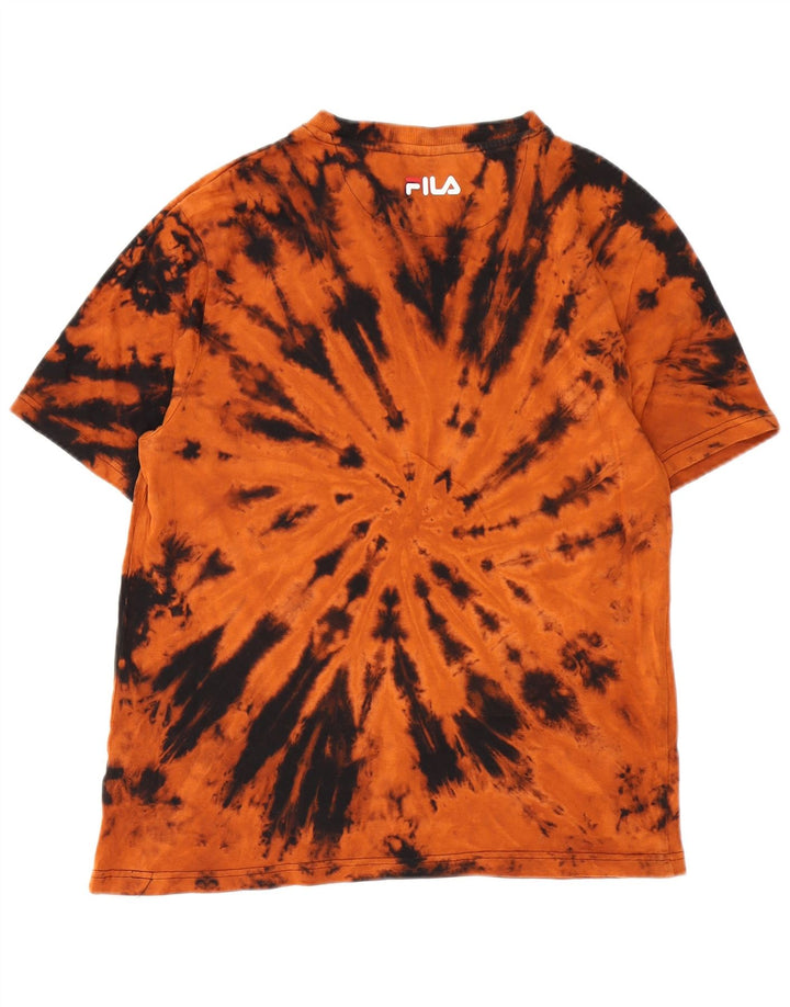 Fila Herren Grafik-T-Shirt-Oberteil Mittelorange Batik-Baumwolle