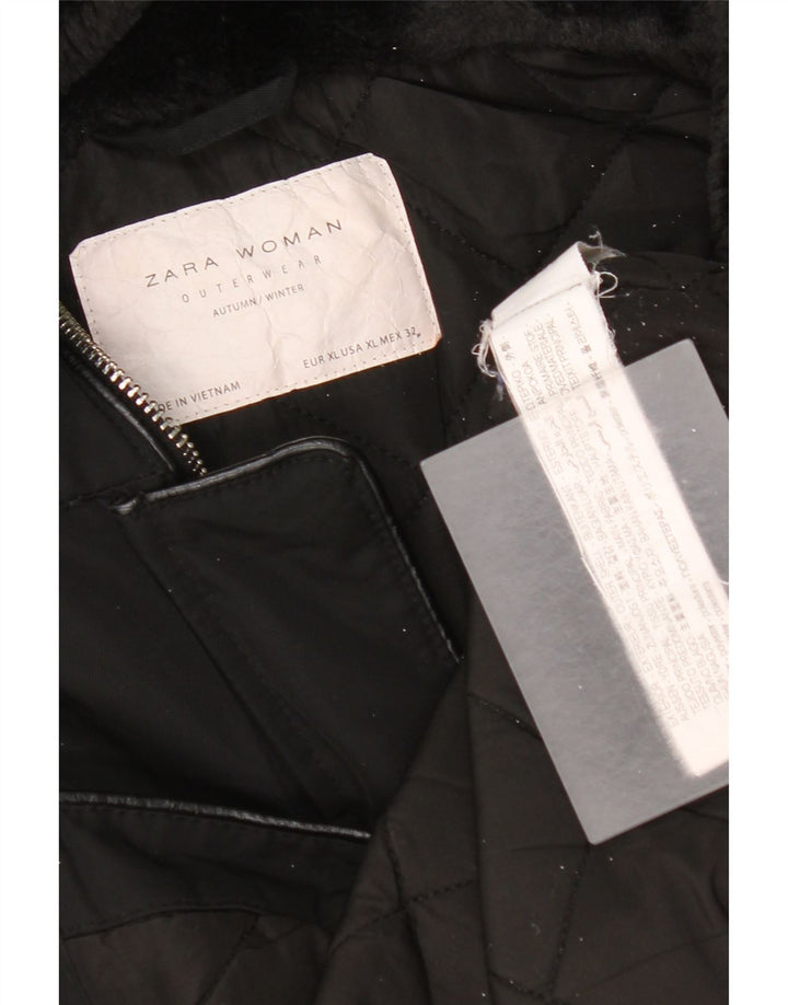 Zara Damen-Windbreakerjacke mit Kapuze, UK 18, XL, Schwarz, Polyester