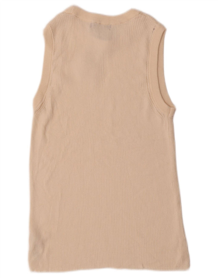 Marks & Spencer Damen Weste Tank Top UK 14 Medium Off White Baumwolle