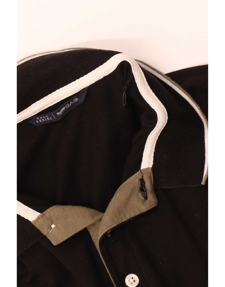 Gas Herren-Poloshirt, groß, schwarze Baumwolle