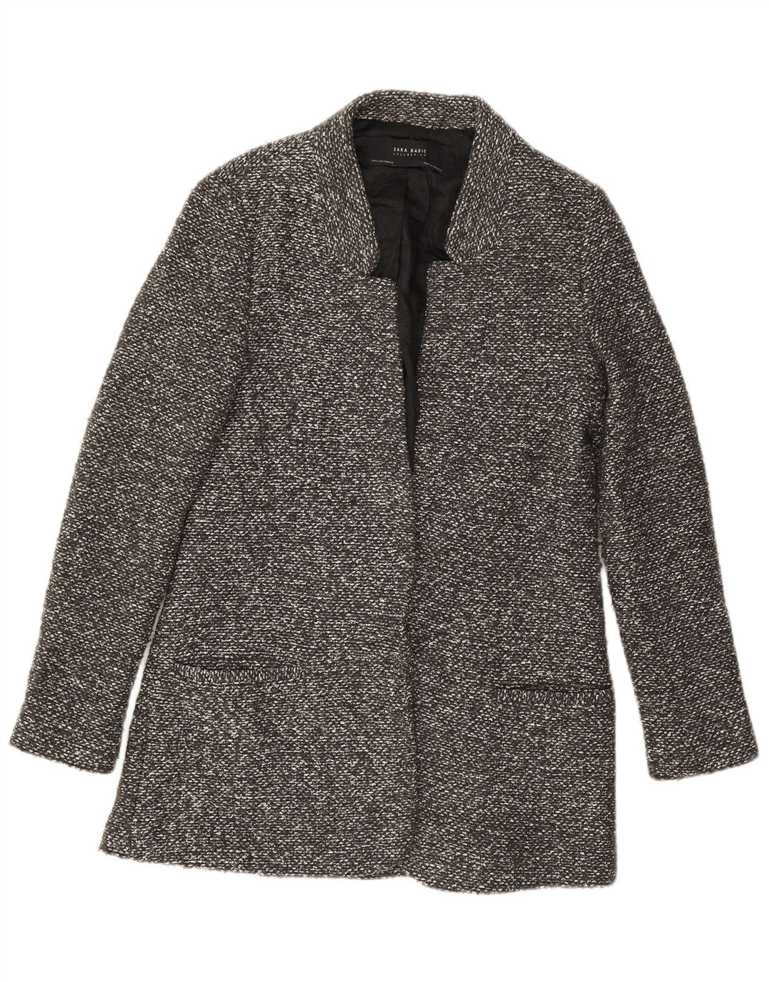 Zara Damen Longline Open Blazer Jacke UK 10 Small Grau meliert