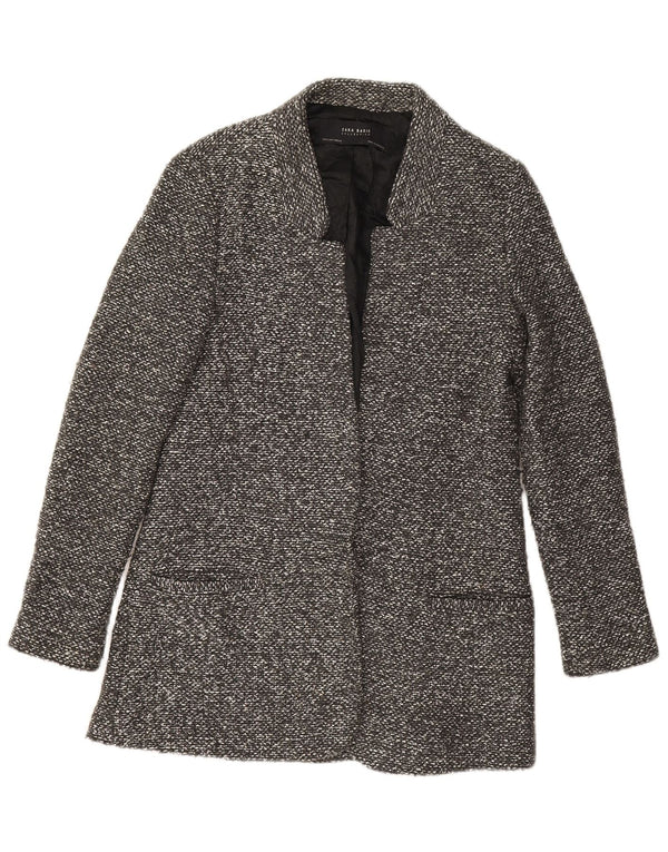 Zara Damen Longline Open Blazer Jacke UK 10 Small Grau meliert