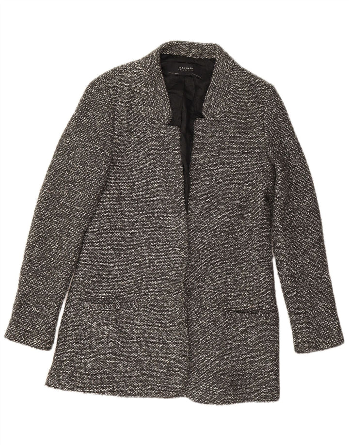 Zara Damen Longline Open Blazer Jacke UK 10 Small Grau meliert