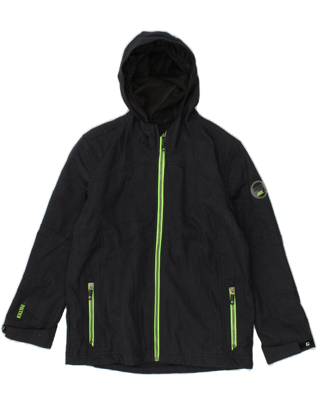 KILLTEC Boys Hooded Windbreaker Jacket 7-8 Years Navy Blue Polyester Vintage Killtec and Second-Hand Killtec from Messina Hembry 