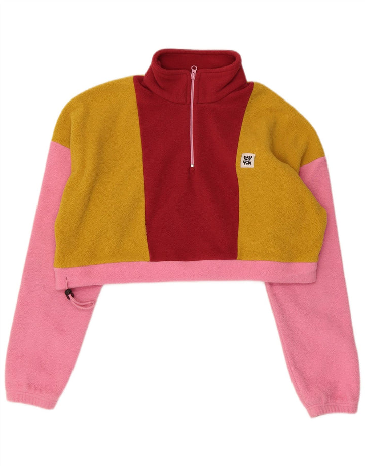 Lucy & Yak Damen Übergroßer Crop-Fleecepullover UK 14 Medium Mehrfarbig