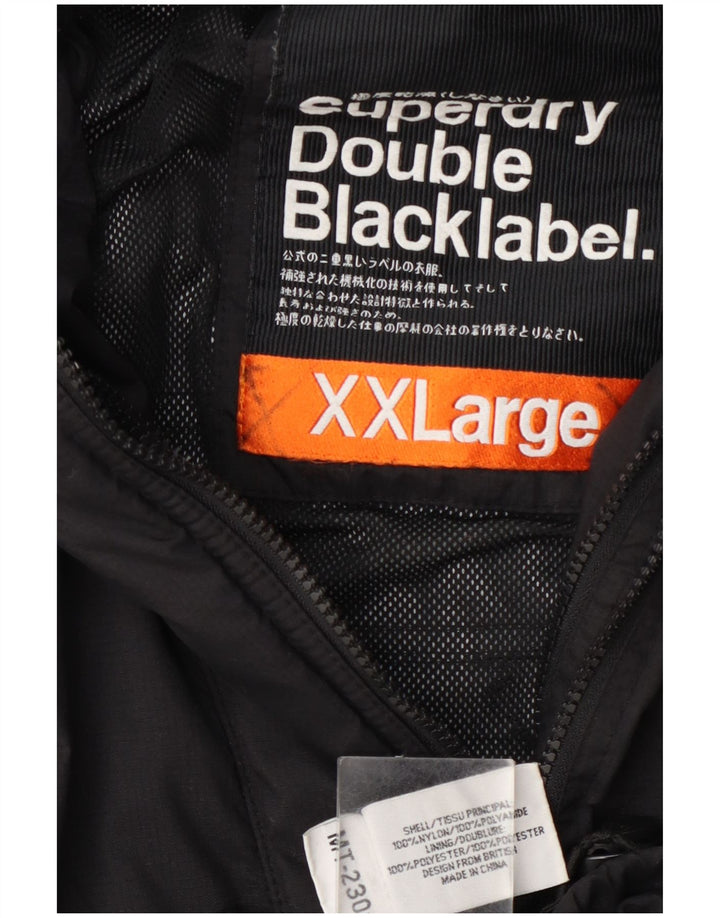 Superdry Damen Regenjacke UK 20 2XL Schwarzes Nylon