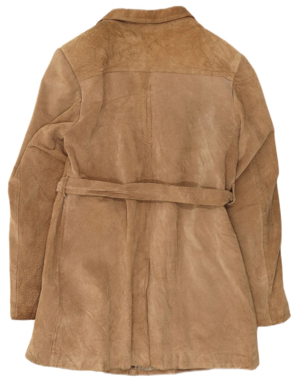 Vintage Damen Wildledermantel UK 14 Medium Beige