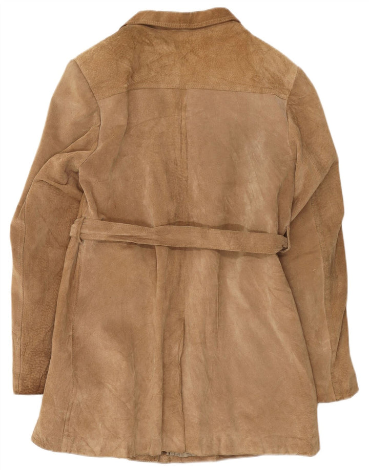 Vintage Damen Wildledermantel UK 14 Medium Beige