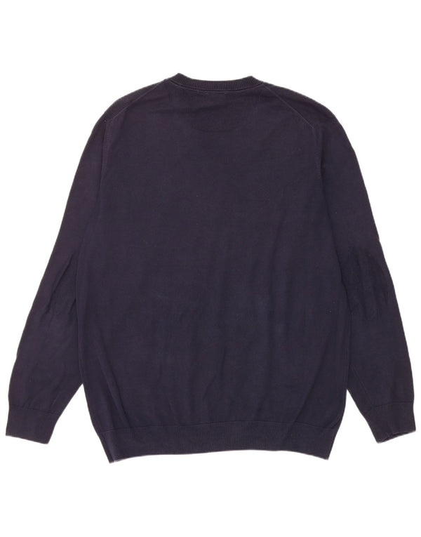 Lacoste Herren-Pullover mit V-Ausschnitt, Größe 6 XL, marineblaue Baumwolle