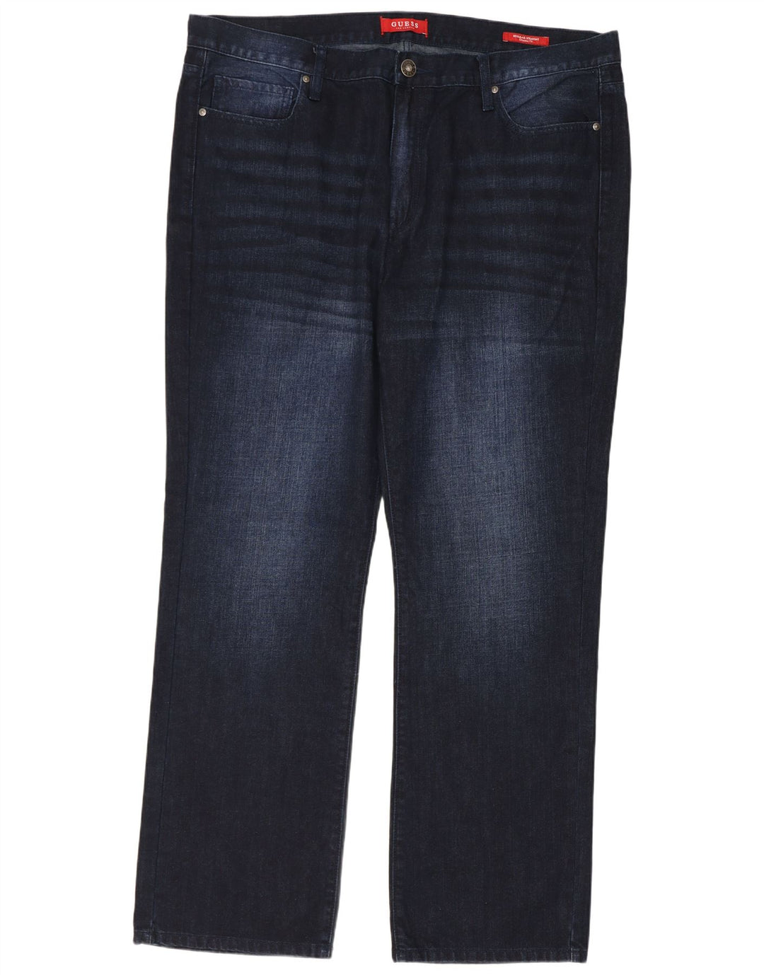 Guess Herren Straight Jeans W40 L32 Marineblaue Baumwolle