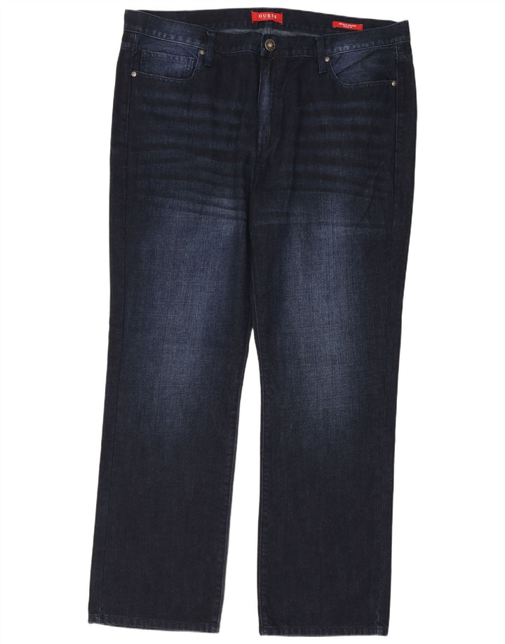 Guess Herren Straight Jeans W40 L32 Marineblaue Baumwolle