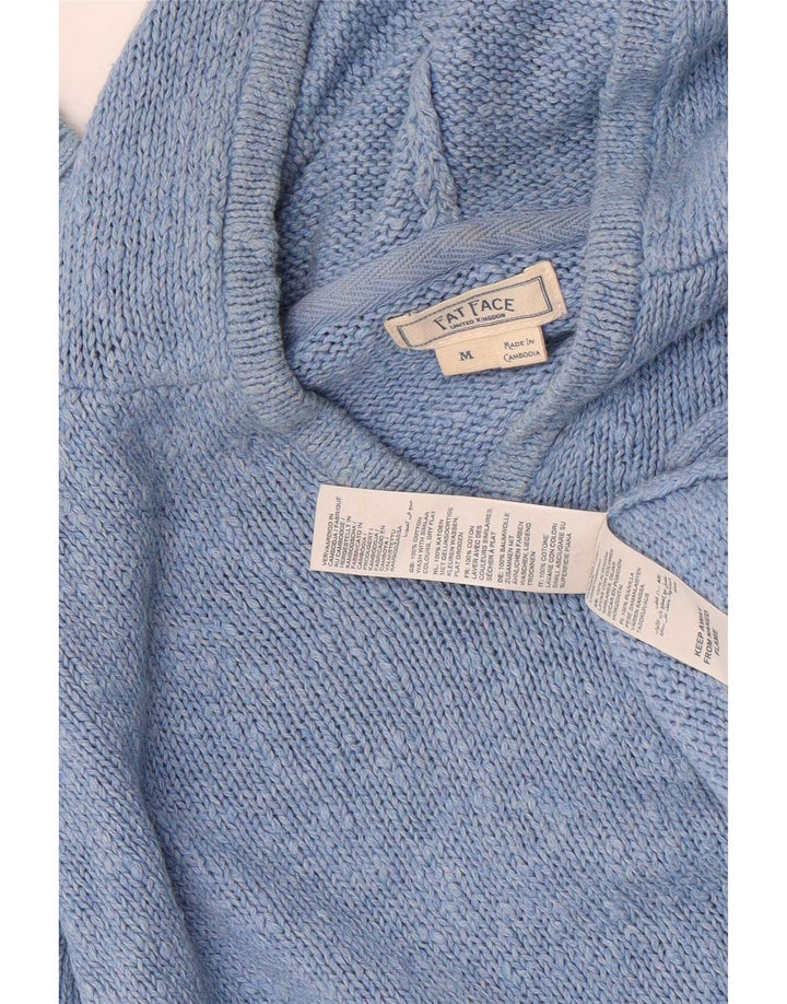 Fat Face Damen-Pullover mit Kapuze, UK 14, mittelblaue Baumwolle