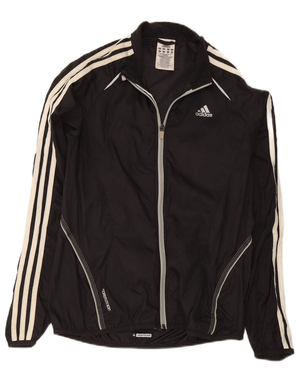 Adidas Womens Tracksuit Top Jacket UK 10 Small Black Nylon