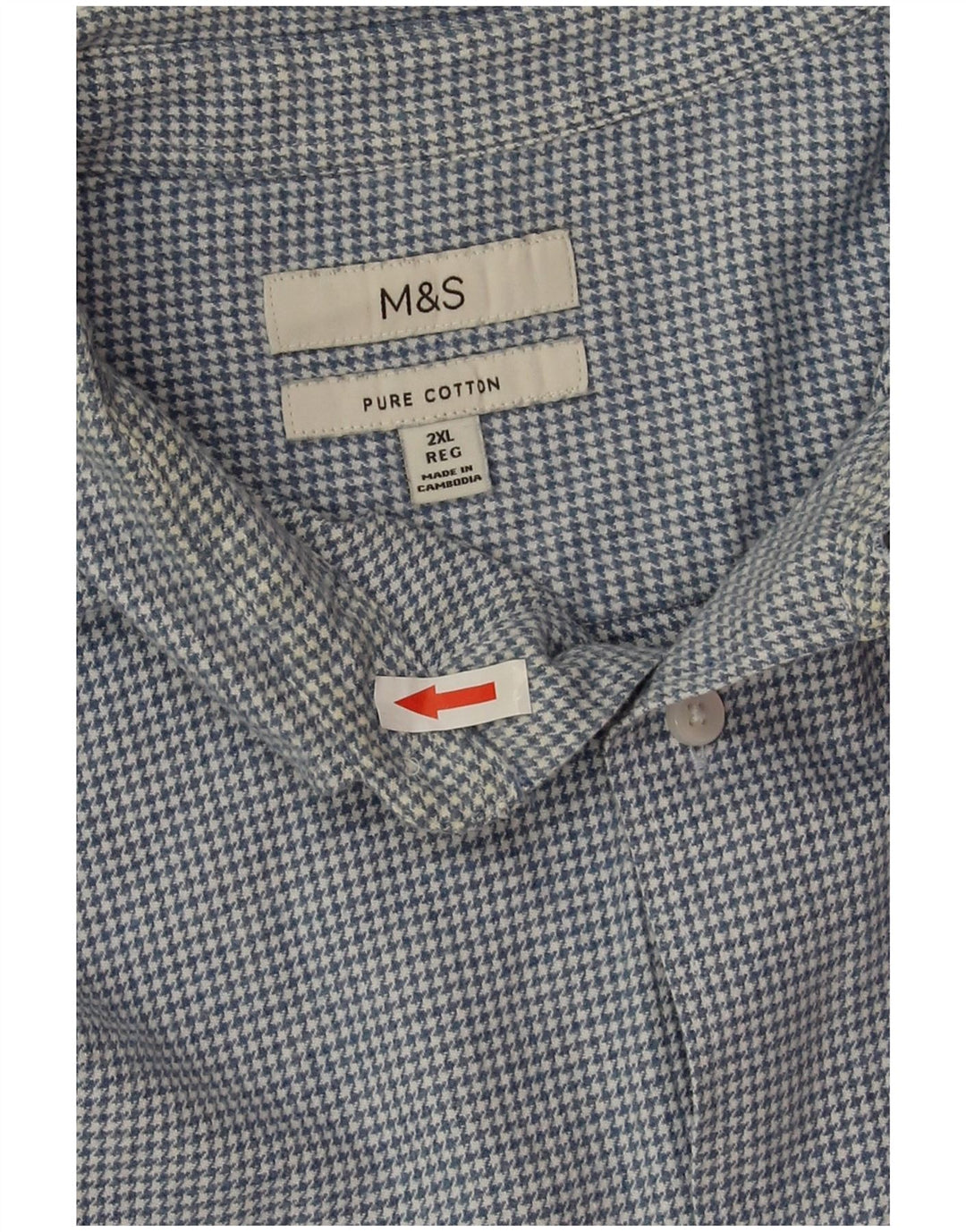 Marks & Spencer Herren-Flanellhemd 2XL, blaue Hahnentritt-Baumwolle
