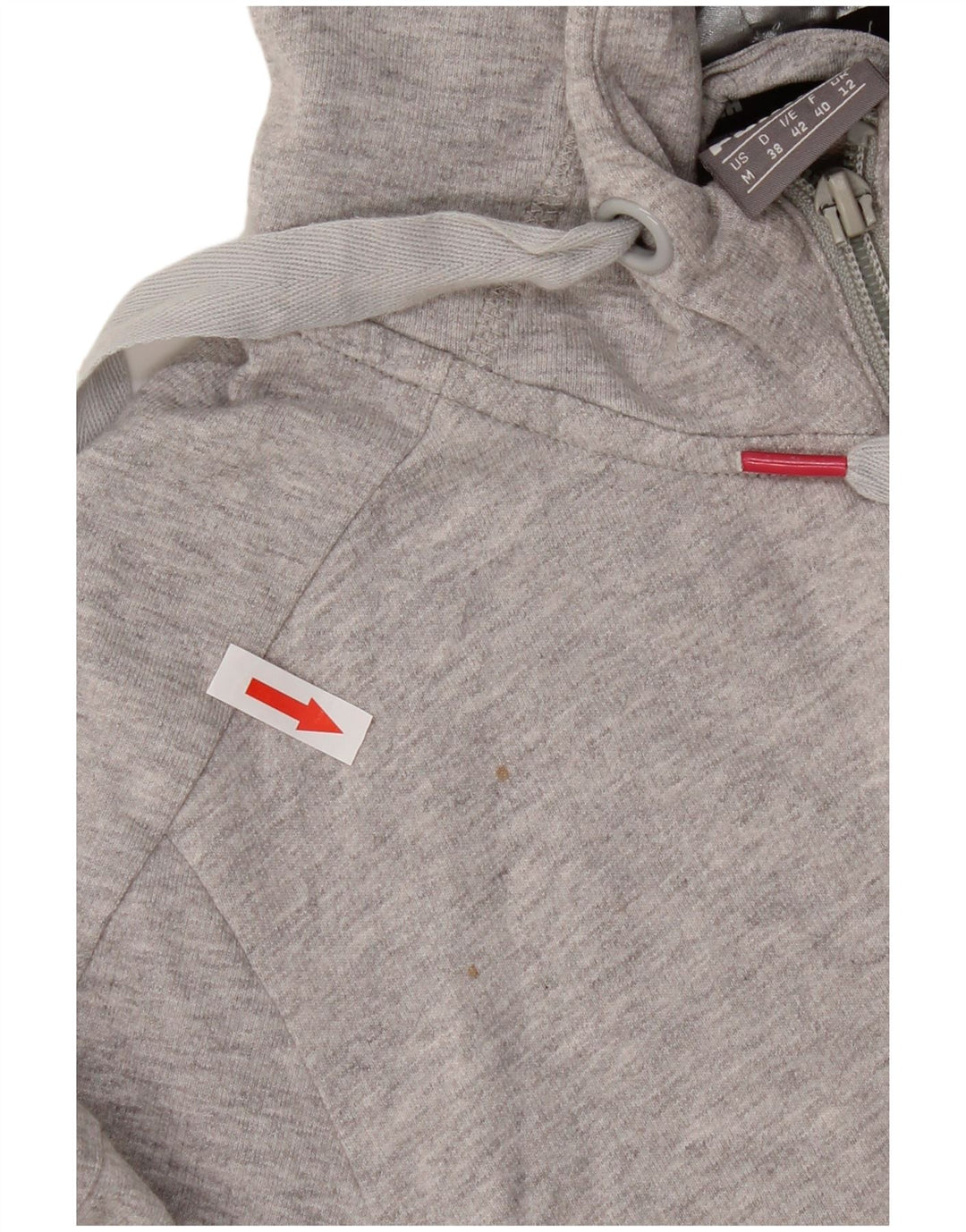 Puma Damen Zip Hoodie Pullover UK 12 Mittelgraue Baumwolle