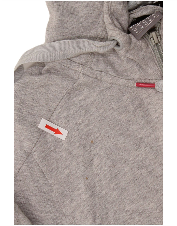 Puma Damen Zip Hoodie Pullover UK 12 Mittelgraue Baumwolle