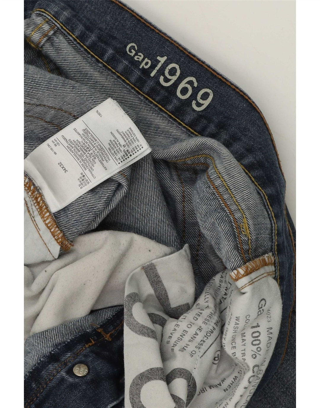 Gap Herren Straight Jeans W34 L32 Marineblaue Baumwolle