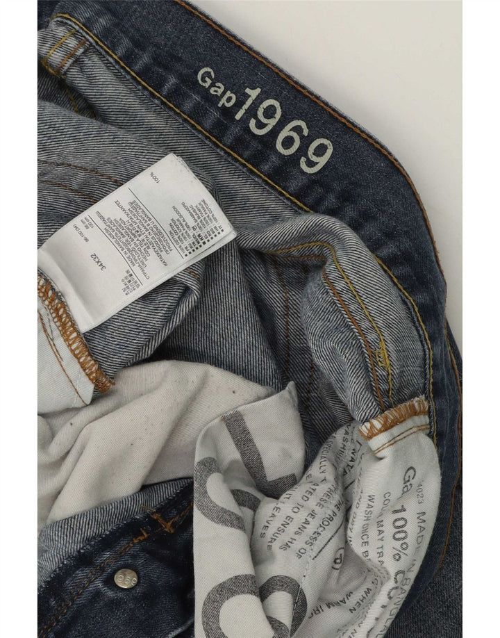Gap Herren Straight Jeans W34 L32 Marineblaue Baumwolle